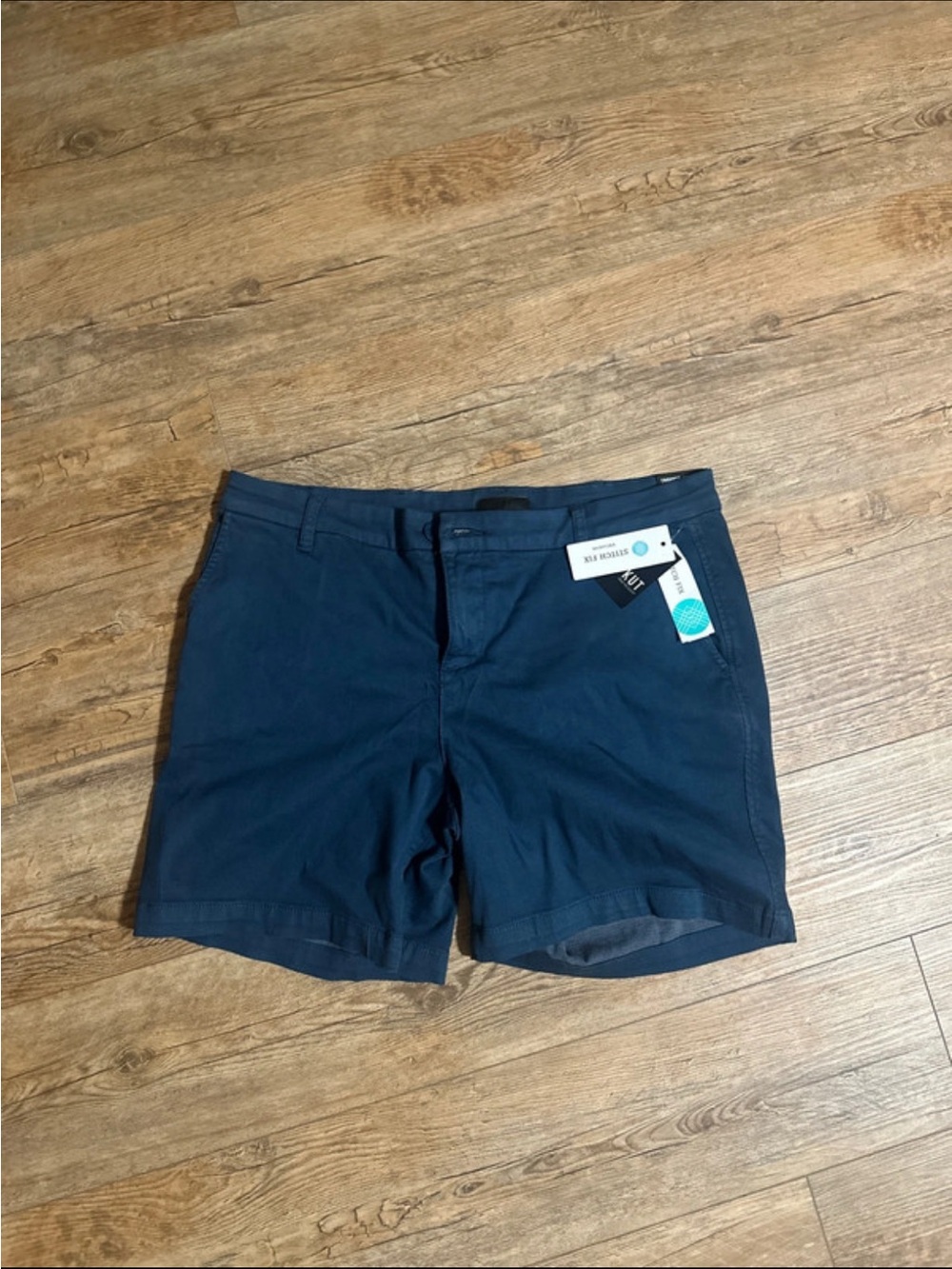 Kut from the Kloth Navy Mid-Rise Cotton Blend Shorts
